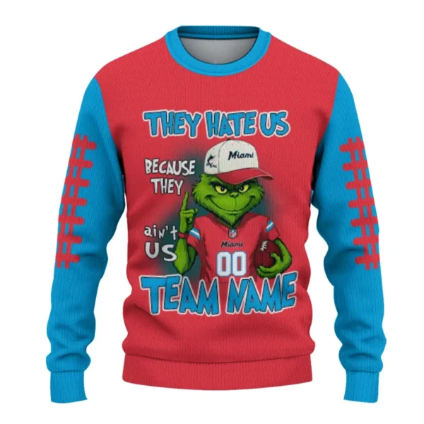 Miami Marlins Sweater Customized Grinch Fierce Blue Best Selling