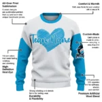 Miami Marlins Sweater Personalized Heart Sketch Blue White Best Selling