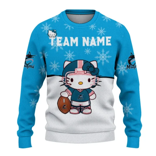 Miami Marlins Sweater Personalized Hello Kitty Blue Best Selling