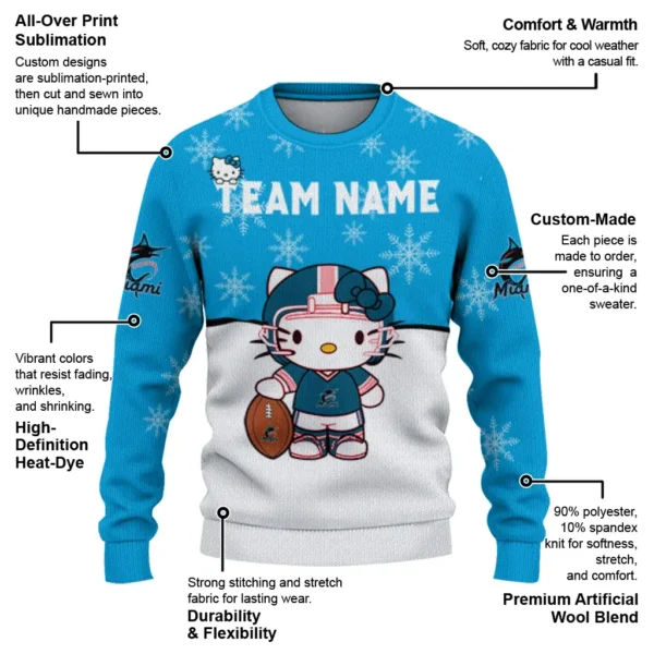 Miami Marlins Sweater Personalized Hello Kitty Blue New Arrival