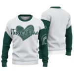 Michigan State Spartans Sweater Custom Heart Sketch Green White Best Selling