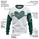 Michigan State Spartans Sweater Custom Heart Sketch Green White Best Selling