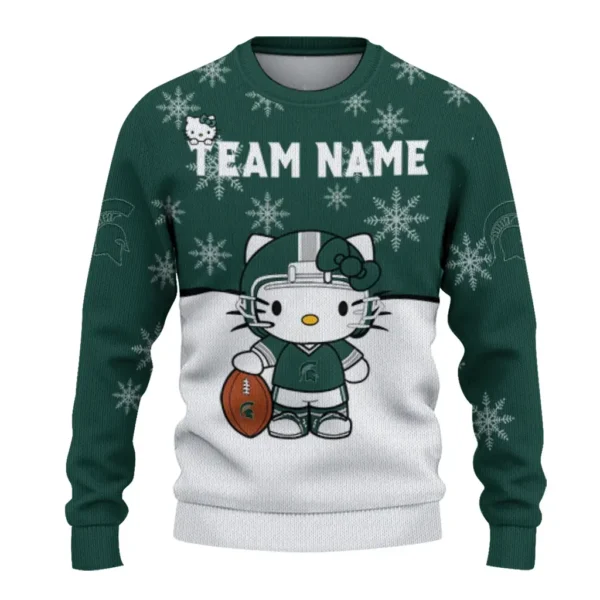 Michigan State Spartans Sweater Custom Hello Kitty Green Best Selling