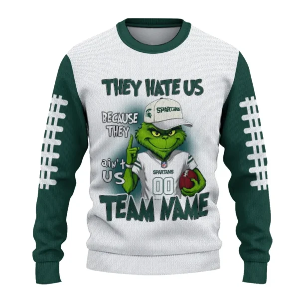 Michigan State Spartans Sweater Personalized Grinch Fierce Green Best Selling