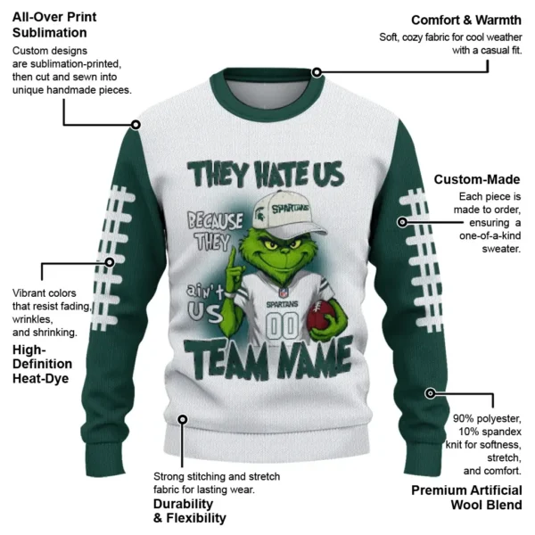 Michigan State Spartans Sweater Personalized Grinch Fierce Green New Arrival