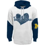 Michigan Wolverines Hoodie Custom Scribble Heart Blue White Best Selling