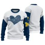 Michigan Wolverines Sweater Customized Heart Sketch Blue White Best Selling