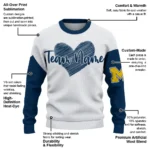 Michigan Wolverines Sweater Customized Heart Sketch Blue White Best Selling