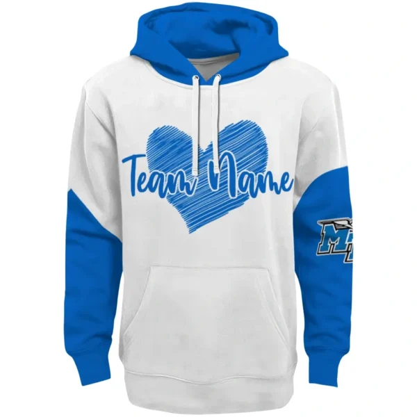 Middle Tennessee Blue Raiders Hoodie Custom Scribble Heart Blue White Best Selling