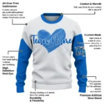 Middle Tennessee Blue Raiders Sweater Customized Heart Sketch Blue White Best Selling