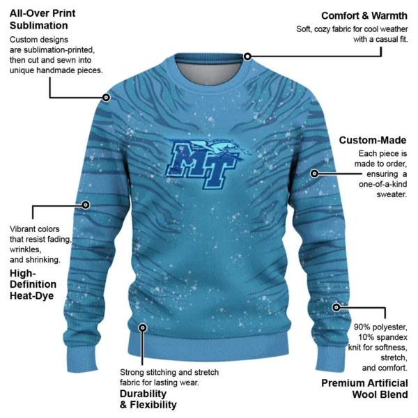Middle Tennessee Blue Raiders Sweater Personalized Tiger Pattern New Arrival