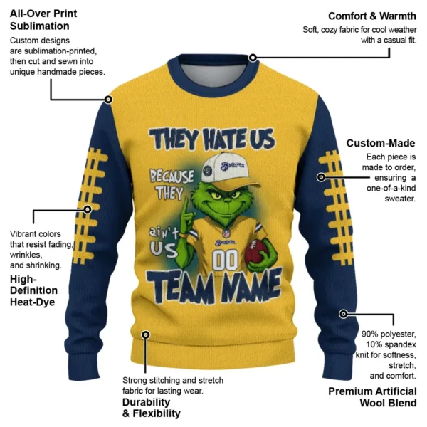 Milwaukee Brewers Sweater Personalized Grinch Fierce Navy Blue New Arrival