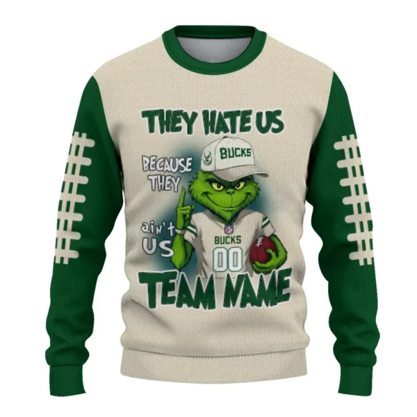 Milwaukee Bucks Sweater Customized Grinch Fierce Green Best Selling