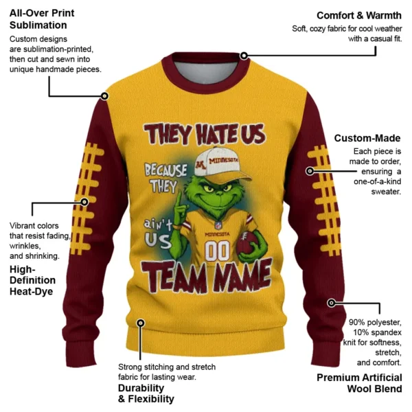 Minnesota Golden Gophers Sweater Customized Grinch Fierce Maroon New Arrival