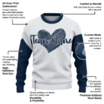 Minnesota Timberwolves Sweater Custom Heart Sketch Midnight Blue White Best Selling