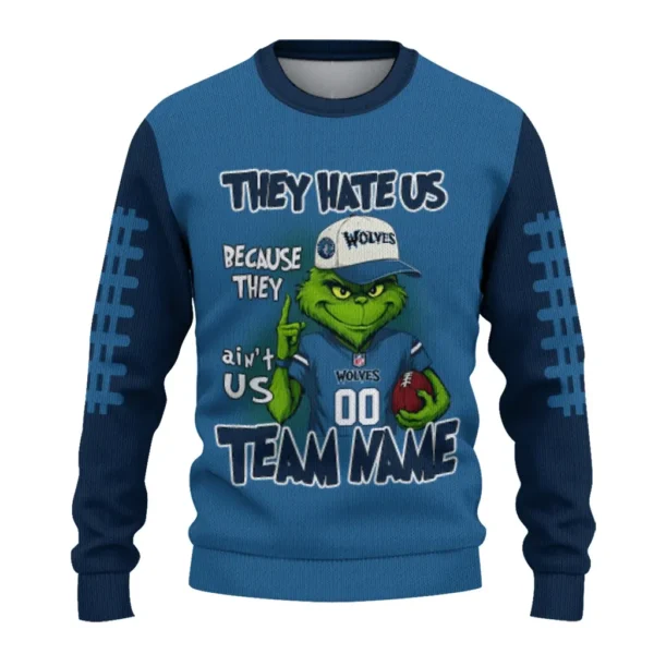 Minnesota Timberwolves Sweater Personalized Grinch Fierce Midnight Blue Best Selling