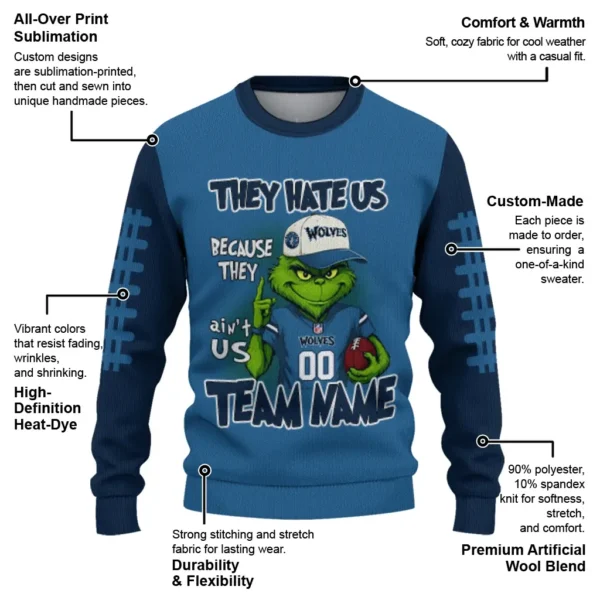 Minnesota Timberwolves Sweater Personalized Grinch Fierce Midnight Blue New Arrival