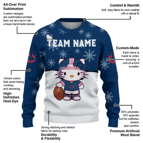 Minnesota Twins Sweater Customized Hello Kitty Navy New Arrival