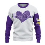 Minnesota Vikings Sweater Custom Heart Sketch Purple White Best Selling