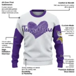 Minnesota Vikings Sweater Custom Heart Sketch Purple White Best Selling