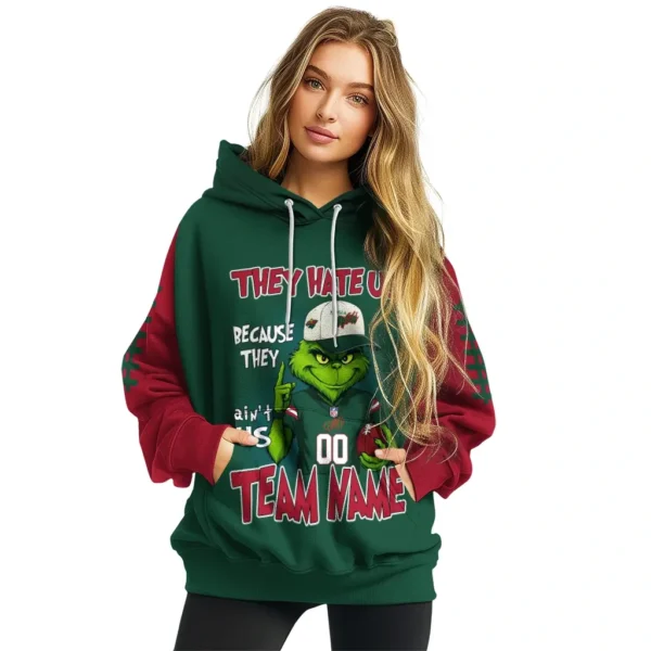 Minnesota Wild Hoodie Personalized Grinch Fierce Red High Quality