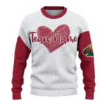 Minnesota Wild Sweater Personalized Heart Sketch Red White Best Selling