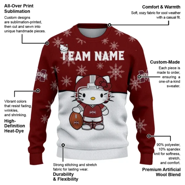 Mississippi State Bulldogs Sweater Personalized Hello Kitty Maroon New Arrival