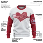 Montreal Canadiens Sweater Custom Heart Sketch Red White Best Selling