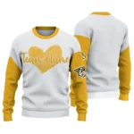 Nashville Predators Sweater Customized Heart Sketch Gold White Best Selling