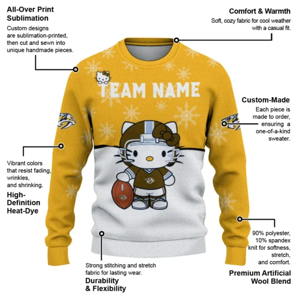 Nashville Predators Sweater Customized Hello Kitty Gold New Arrival