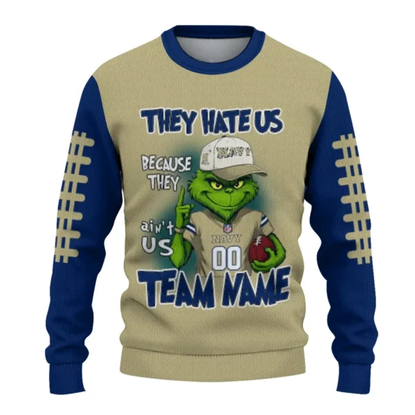 Navy Midshipmen Sweater Customized Grinch Fierce Blue Best Selling