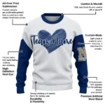 Navy Midshipmen Sweater Personalized Heart Sketch Blue White Best Selling