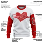 Nc State Wolfpack Sweater Custom Heart Sketch Red White Best Selling