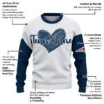 New England Patriots Sweater Customized Heart Sketch Blue White Best Selling