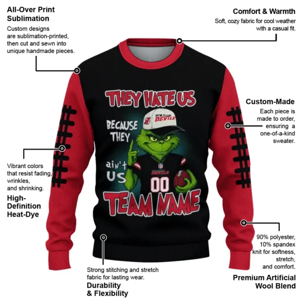 New Jersey Devils Sweater Customized Grinch Fierce Red New Arrival