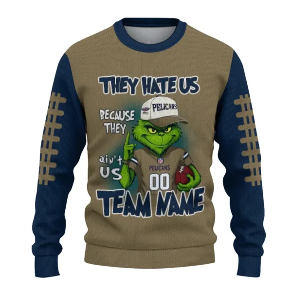 New Orleans Pelicans Sweater Customized Grinch Fierce Navy Best Selling