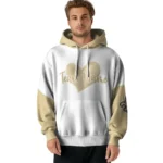 New Orleans Saints Hoodie Customized Scribble Heart Gold White Best Selling