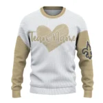 New Orleans Saints Sweater Personalized Heart Sketch Gold White Best Selling