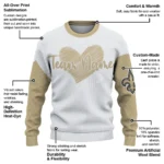 New Orleans Saints Sweater Personalized Heart Sketch Gold White Best Selling