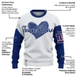 New York Giants Sweater Custom Heart Sketch Blue White Best Selling
