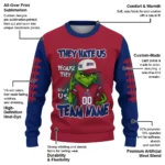 New York Giants Sweater Personalized Grinch Fierce Blue Best Selling