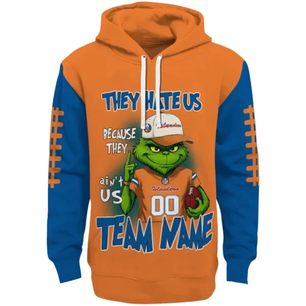 New York Islanders Hoodie Custom Grinch Fierce Blue Best Selling