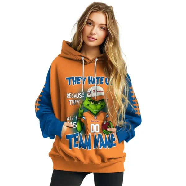 New York Islanders Hoodie Custom Grinch Fierce Blue High Quality