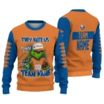 New York Islanders Sweater Personalized Grinch Fierce Blue Best Selling