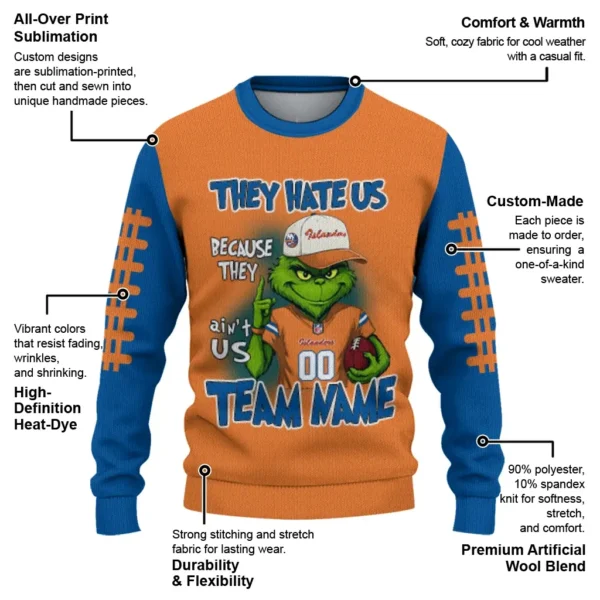 New York Islanders Sweater Personalized Grinch Fierce Blue New Arrival