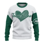 New York Jets Sweater Customized Heart Sketch Green White Best Selling