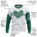 New York Jets Sweater Customized Heart Sketch Green White Best Selling