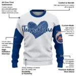 New York Mets Sweater Personalized Heart Sketch Blue White Best Selling