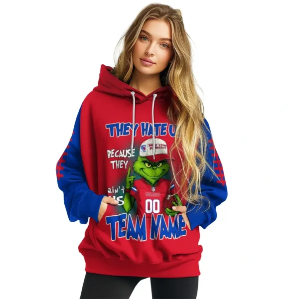 New York Rangers Hoodie Customized Grinch Fierce Blue High Quality