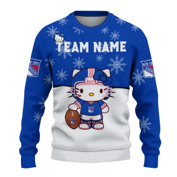 New York Rangers Sweater Customized Hello Kitty Blue Best Selling